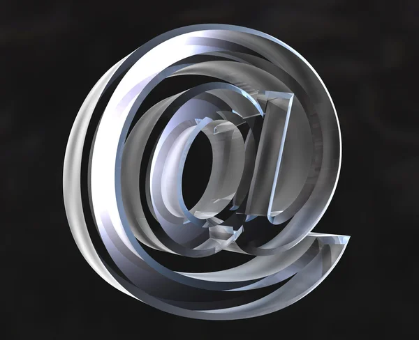Символ электронной почты в прозрачном стекле (3D ) — стоковое фото