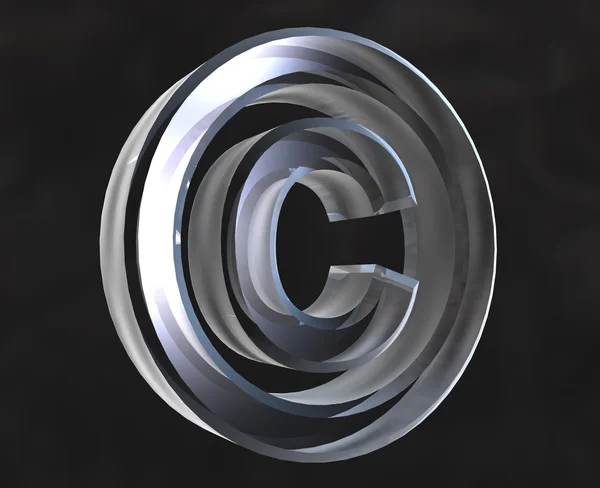 Símbolo de direitos autorais em vidro (3d ) — Fotografia de Stock
