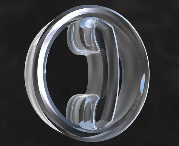 Símbolo del icono del teléfono en vidrio (3D ) — Foto de Stock