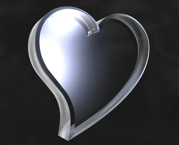Hjärtsymbolen ikonen i glas (3d) — Stockfoto