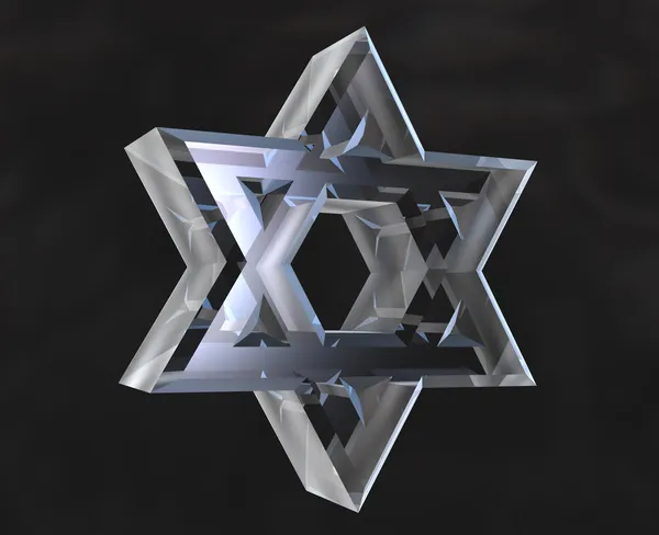 Davidsstjärnan symbol i glas - 3d — Stockfoto