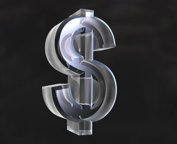 Símbolo de dólar em vidro transparente — Fotografia de Stock