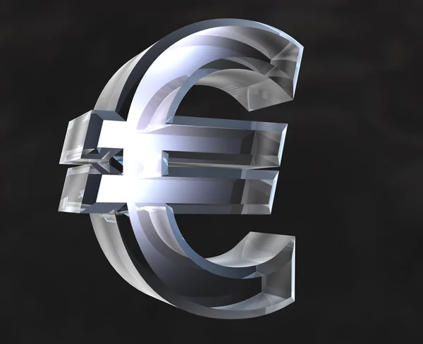 Σύμβολο του ευρώ σε διαφανές γυαλί — Φωτογραφία Αρχείου