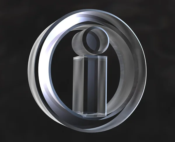 Info symbool in transparant glas (3d) — Stockfoto