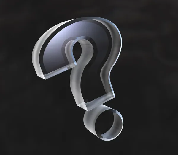 Question mark, help symbol in glass — Stock Photo, Image