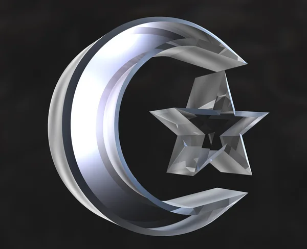 Símbolo islâmico em vidro - 3d — Fotografia de Stock
