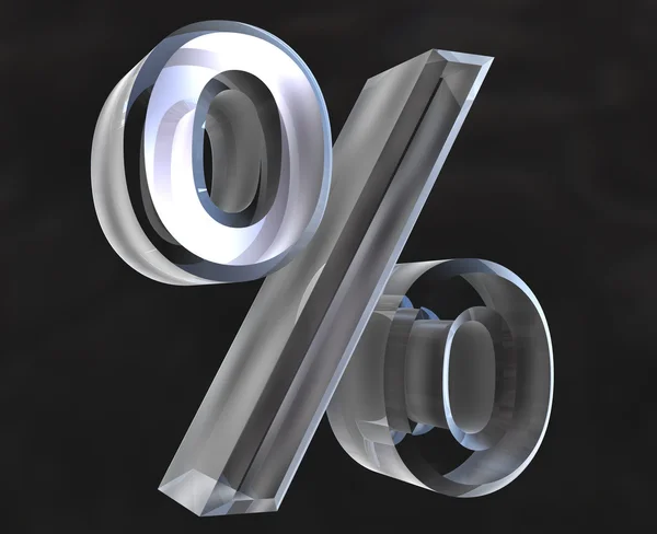 Símbolo por cento em vidro (3d ) — Fotografia de Stock
