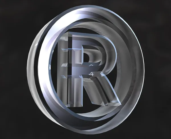Registered symbol in glass (3d) — Stock Photo, Image