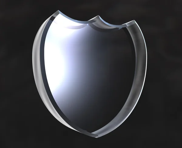 Shield symbol i genomskinligt glas (3d) — Stockfoto