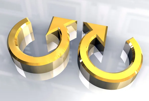 Arrows symbol in gold - 3D — Stock Photo, Image
