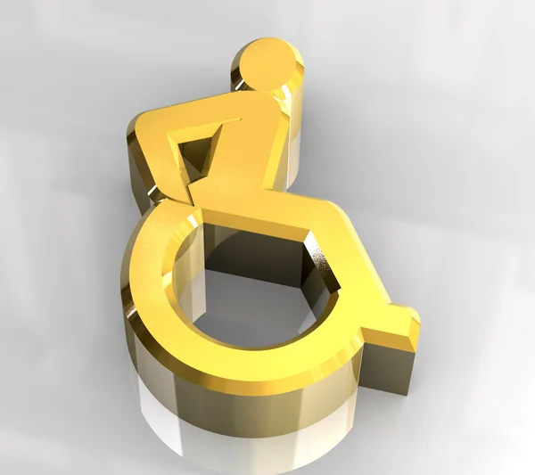 Universelles Rollstuhlsymbol in Gold (3d)) — Stockfoto
