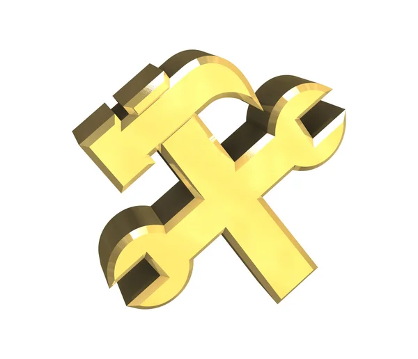 Industrial working symbol in gold (3d) — Stock Photo, Image