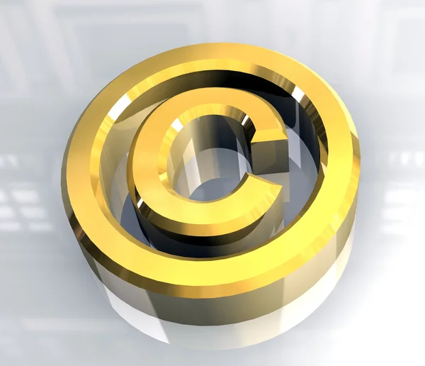 Símbolo de direitos autorais em ouro (3d ) — Fotografia de Stock