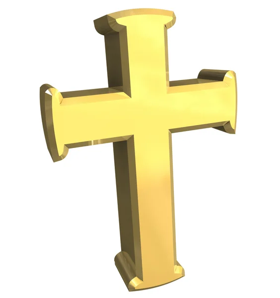Kříž ve zlatě - 3d — Stock fotografie
