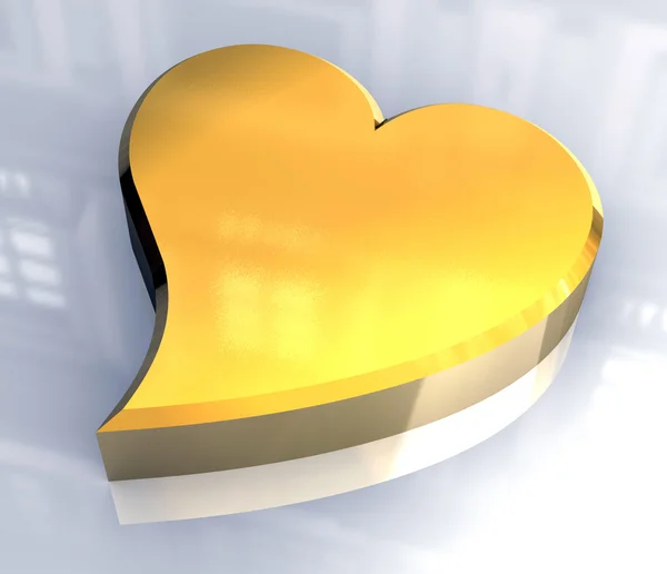 Золотое сердце (3D ) — стоковое фото
