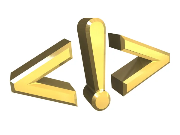 Warning icon in gold 3D — Stock Photo, Image