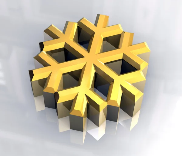 Floco de neve 3D em ouro — Fotografia de Stock