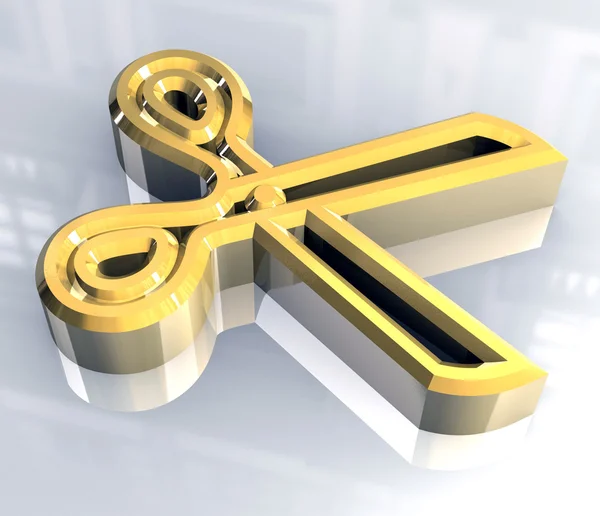 Scissor in gold background 3d — Stock Photo, Image