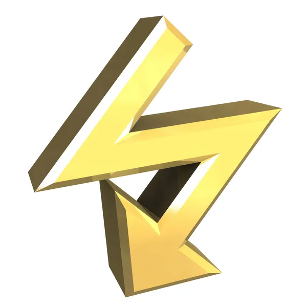 Arrow symbol in gold - 3D — Stock Photo, Image