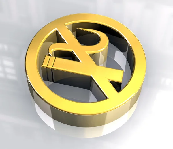 Symbole icône non fumeur en or (3D ) — Photo
