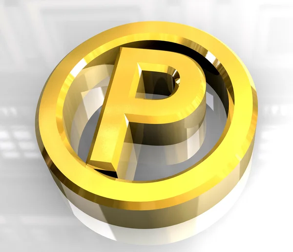 Parking symbol in gold (3d) — Stock Photo, Image
