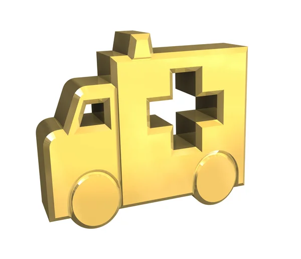 Ambulans simbol dalam emas-3d — Stok Foto