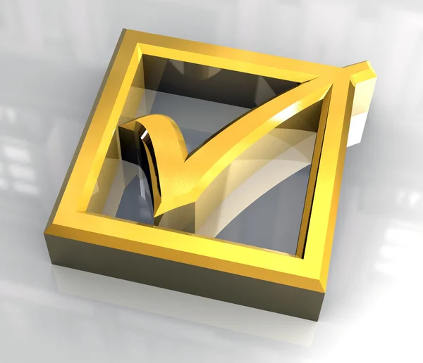 Ok tick en oro - 3D — Foto de Stock