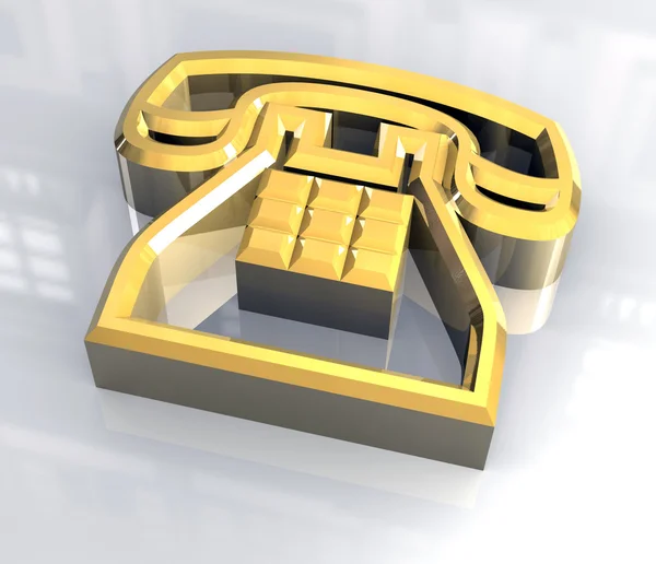 Altın - 3d telefon simgesi — Stok fotoğraf