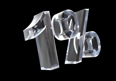 One percent in glass (3D) clipart