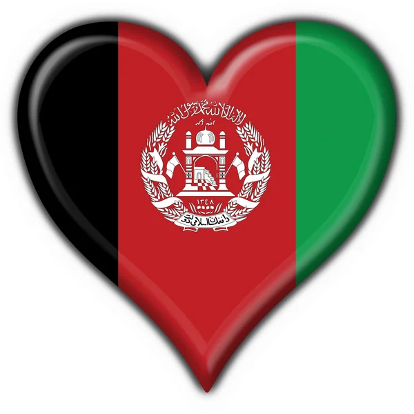 Afghánistán tlačítko příznak tvaru srdce — Stock fotografie