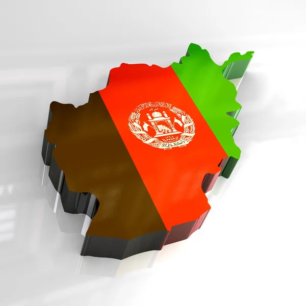 3d Flagge Karte von Afghanistan — Stockfoto
