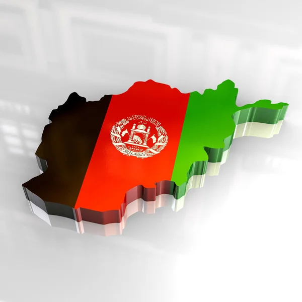 3D χάρτη σημαία του Αφγανιστάν — Φωτογραφία Αρχείου