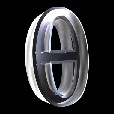 Theta symbol in glass (3d) clipart