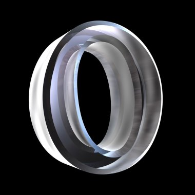 Omicron symbol in glass (3d) clipart