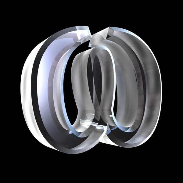 Символ Омега в стекле (3d) ) — стоковое фото