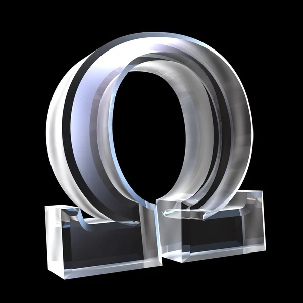 Symbolem Omega ve skle (3d) — Stock fotografie