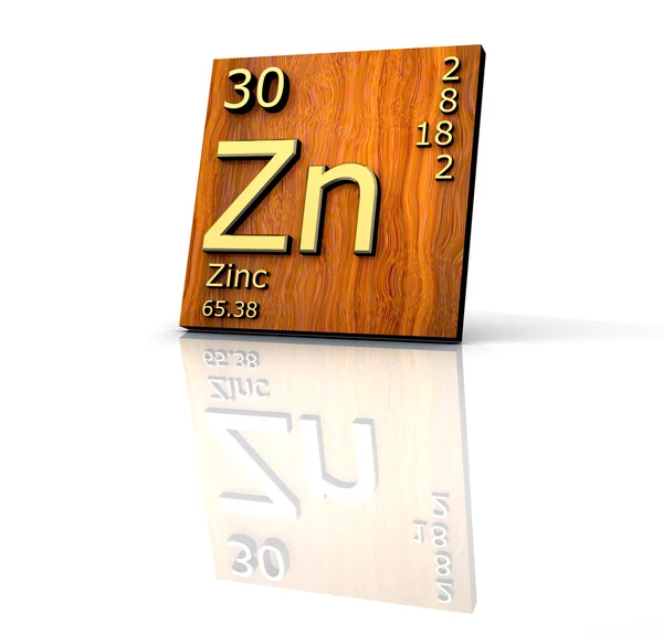 Forma zinco Tavola periodica degli elementi - tavola di legno — Foto Stock