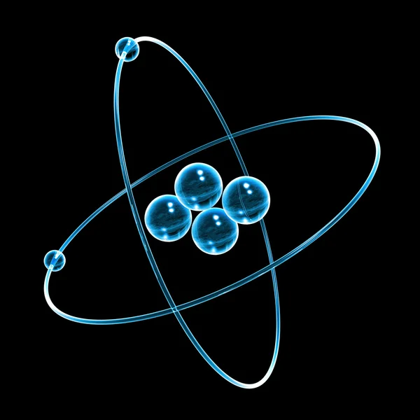 3d átomo de helio de vidrio azul — Foto de Stock