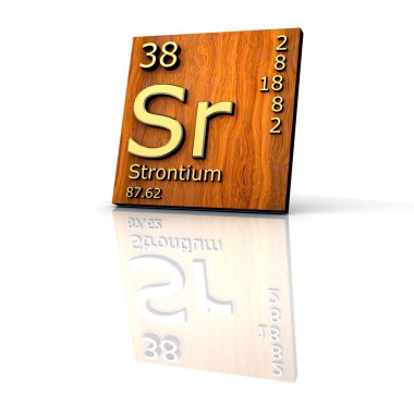 Strontium form Periodic Table of Elements - wood board clipart