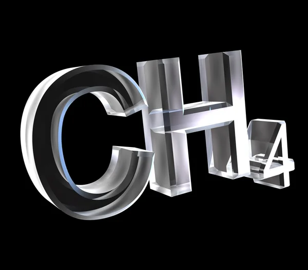 3D-formules van de chemie in glas van methaan — Stockfoto