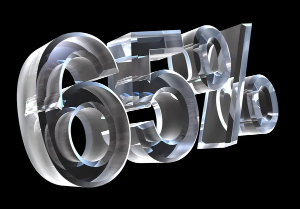 65 por ciento en vidrio (3D ) — Foto de Stock