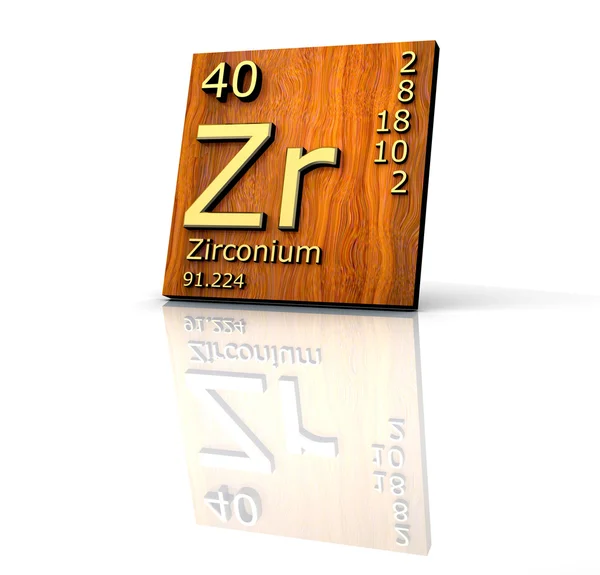 Zircónio forma Tabela Periódica de Elementos - placa de madeira — Fotografia de Stock