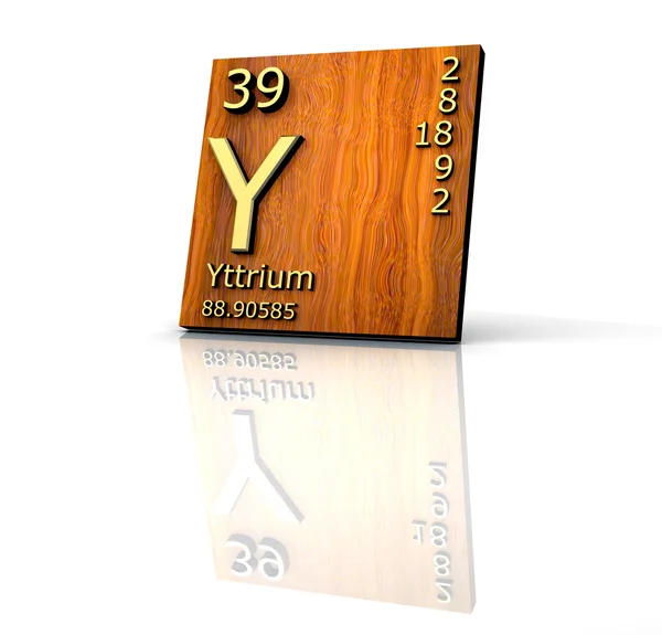 Forma ittrio Tavola periodica degli elementi - tavola di legno — Foto Stock