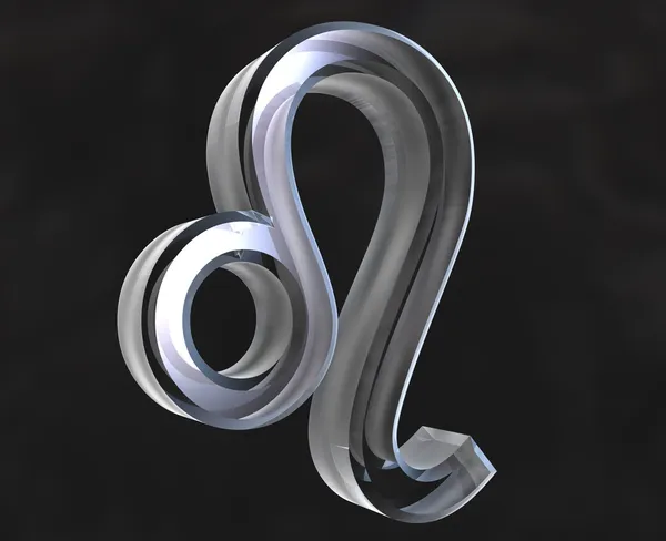 Leo astrologi symbol i genomskinligt glas (3d) — Stockfoto