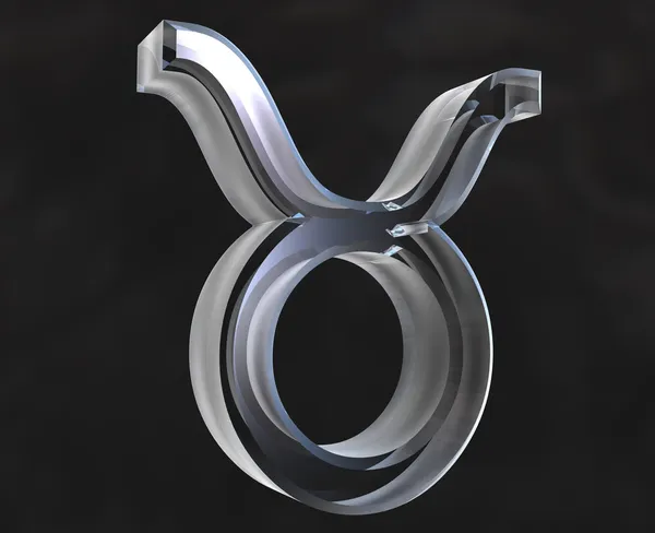 Taurus astrologi symbol i genomskinligt glas (3d) — Stockfoto