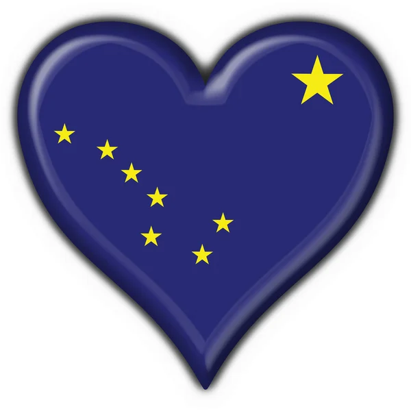 Alaska (stan Usa) przycisk flaga kształt serca — Zdjęcie stockowe