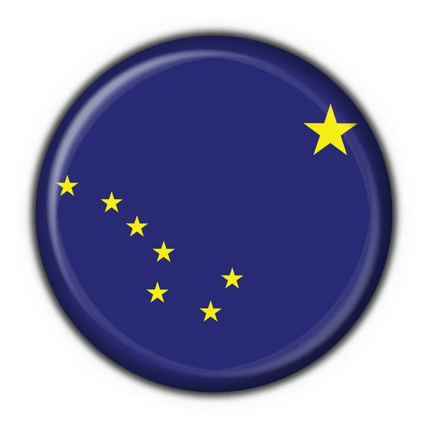 Круглая форма флага кнопки Аляски (США) — стоковое фото