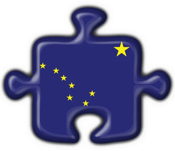 Alaska (États-Unis d'Amérique) forme de puzzle bouton drapeau — Photo