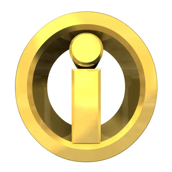 Symbol informacji w złoto (3d) — Zdjęcie stockowe