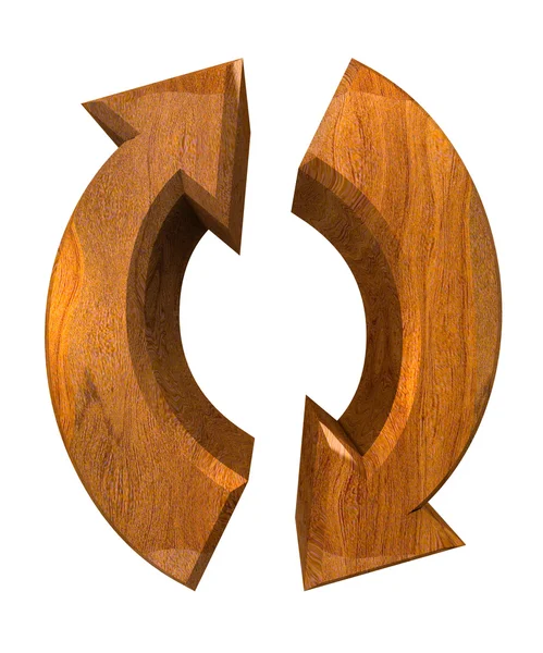 Arrows symbol in wood - 3D — Stock Photo, Image